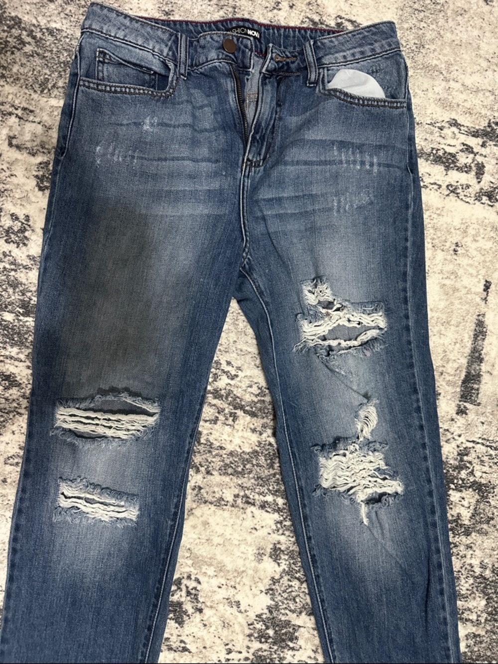 Fashion Nova Blue Distressed cutout jeans